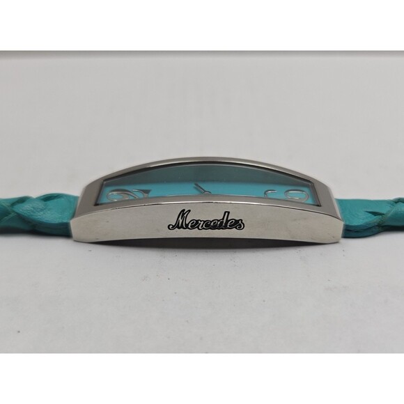 Mercedes Benz Womens 15mm Slim Turquoise Braided Leather Watch Swiss New Battery main image 10